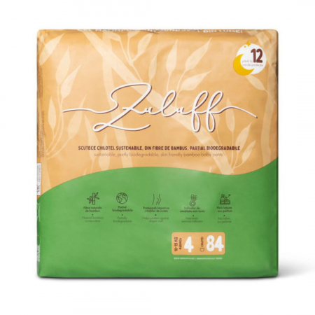 Scutece chilotel sustenabile - Zuluff chilotei  Mega Pack, Marimea 4, 10-15 kg, 84 buc