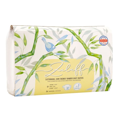 Scutece cu arici sustenabile - Zuluff scutece din bambus, Marimea 3 , 6-11 kg, 30 buc