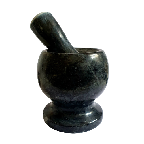 Mojar cu pistil, din piatra, negru/gri, diametru 10 cm [1]