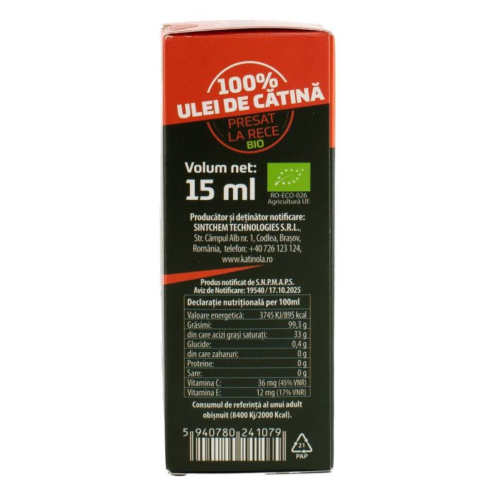 Ulei de catina bio presat la rece Katinola 15ml [4]