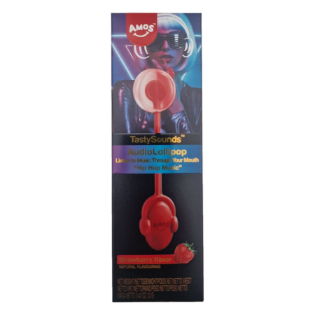 Bomboane si jeleuri - Acadea Amos AudioLollipop Strawberry 12g