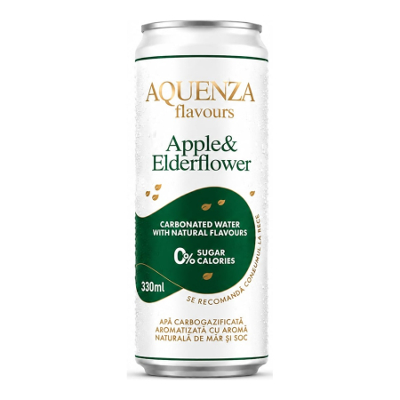 Soft Drinks - Apa carbogazificata aromatizata Aquenza Flavours Apple & Elderflower 0.33L