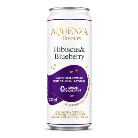 Soft Drinks - Apa carbogazificata aromatizata Aquenza Flavours Hibiscus & Blueberry 0.33L