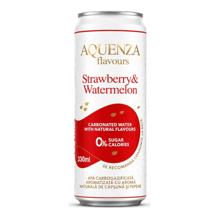 Soft Drinks - Apa carbogazificata aromatizata Aquenza Flavours Strawberry & Watermelon 0.33L