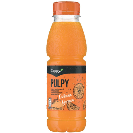 Bauturi necarbogazoase - Bautura racoritoare necarbogazoasa Cappy Pulpy Portocale, Pet 0.33L