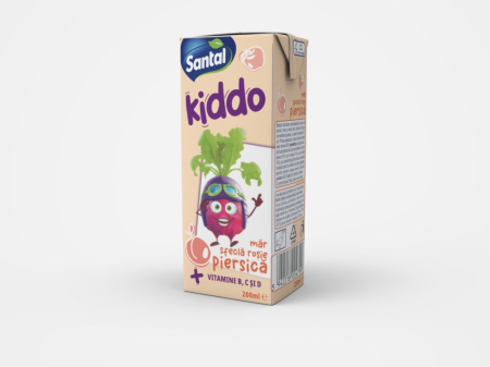 Bauturi necarbogazoase - Bautura racoritoare necarbogazoasa Santal Kiddo Piersica Mar Sfecla, cutie 0.2L