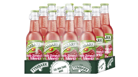 Bauturi necarbogazoase - Bautura racoritoare necarbogazoasa Tymbark cu Aroma de Menta & Zmeura, sticla 0.25L