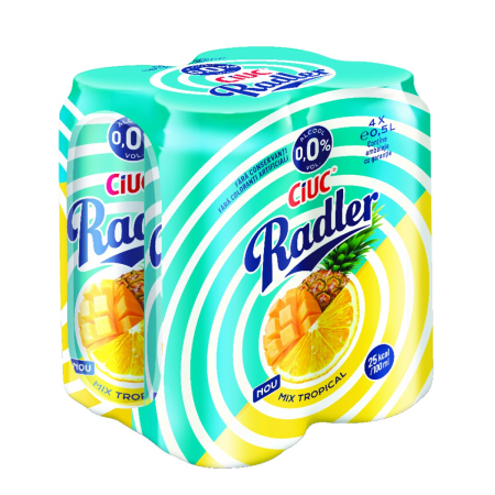 Bere cu suc si radler - Bere Ciuc Radler Mix Tropical 0%, doza 0.5L