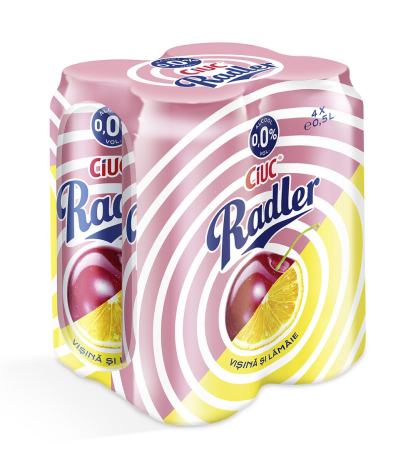 Bere cu suc si radler - Bere Ciuc Radler Visine si Lamaie 0%, doza 0.5L
