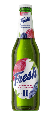 Bere cu suc si radler - Bere Fresh 0% Zmeura & Afine, sticla 0.33L