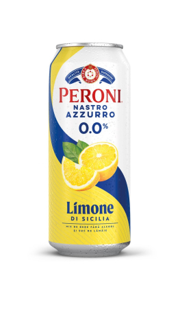 Bere cu suc si radler - Bere Peroni Nastro Azzurro Aroma Lamaie 0%, doza 0.5L