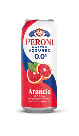 Bere cu suc si radler - Bere Peroni Nastro Azzurro Aroma Portocale 0%, doza 0.5L