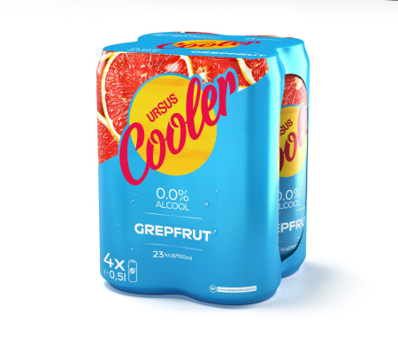 Bere cu suc si radler - Bere Ursus Cooler Grapefruit 0%, doza 0.5L