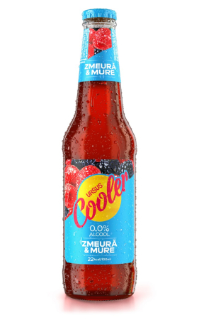 Bere cu suc si radler - Bere Ursus Cooler Zmeura si Mure 0%, sticla 0.33L