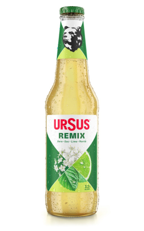 Bere cu suc si radler - Bere Ursus Remix Soc si Menta 3,2%, sticla 0.33L