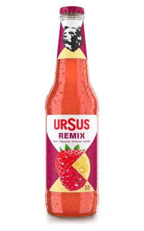 Bere cu suc si radler - Bere Ursus Remix Zmeura, Capsuni & Lamaie 3,2%, sticla 0.33L