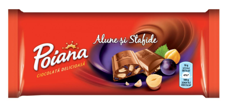 Dulciuri - Ciocolata cu lapte si stafide Poiana 90g
