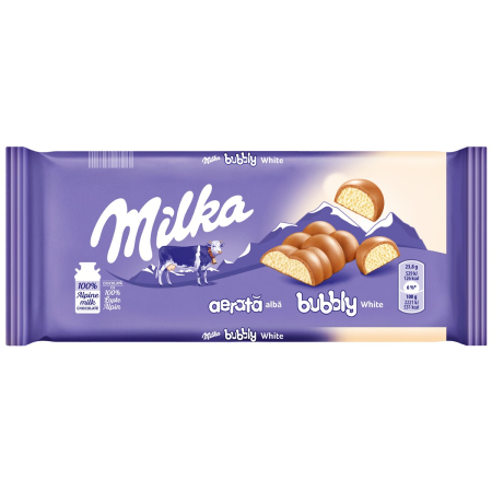 Ciocolata - Ciocolata Milka Aerata cu Lapte si Crema Ciocolata Alba, 95g