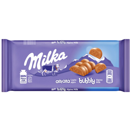Ciocolata - Ciocolata Milka Aerata cu Lapte si Crema Lapte, 90g