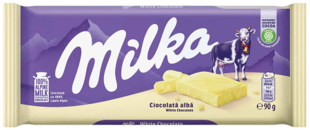 Ciocolata - Ciocolata Milka Alba, 90g