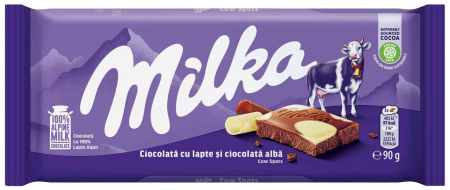 Ciocolata - Ciocolata Milka Lapte Alpin si Ciocolata Alba, 90g