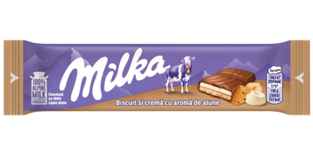 Ciocolata - Ciocolata Milka Lapte si Crema de Alune si Biscuiti, 46g
