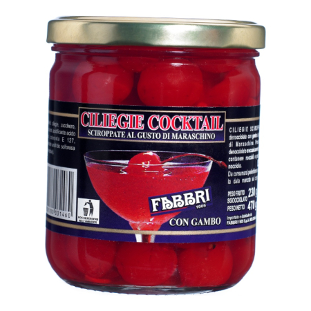 Siropuri si Piureuri - Cirese maraschino cu coada Fabbri pentru cocktail, 470g