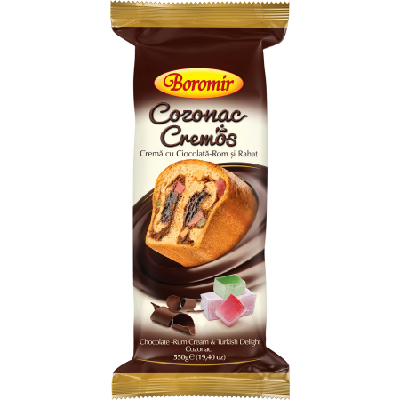 Dulciuri - Cozonac Boromir cremos cu ciocolata, rom si rahat 550g