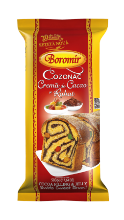Dulciuri - Cozonac Boromir cu crema de cacao si rahat 500g