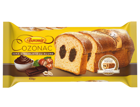 Dulciuri - Cozonac Boromir cu crema de ciocolata si alune 450g