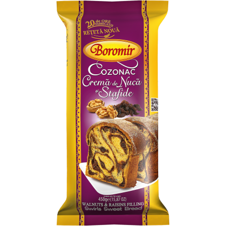 Cadouri de sezon - Cozonac Boromir cu nuca si stafide 450g
