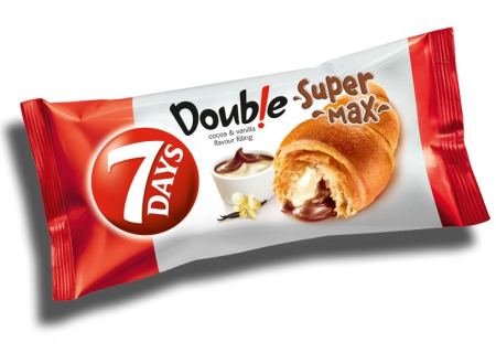 Biscuiti si prajituri - Croissant 7Days Super Max Double Cacao si Vanilie 110g