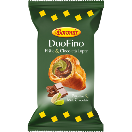 Biscuiti si prajituri - Croissant Boromir DuoFino fistic si ciocolata 75g