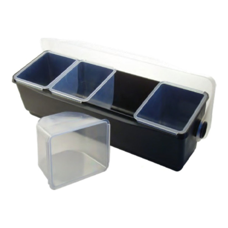Accesorii Bar - Dispenser garnituri THE BARS Deluxe Condiment Holder, 4 compartimente, negru