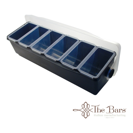 Accesorii Bar - Dispenser garnituri THE BARS Deluxe Condiment Holder, 6 compartimente, negru