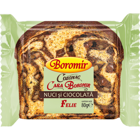 Cadouri de sezon - Felie de cozonac Boromir cu nuci si ciocolata 80g