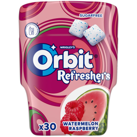 Bomboane si jeleuri - Guma de mestecat Orbit Refreshers Pepene si Zmeura 67g