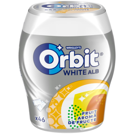 Bomboane si jeleuri - Guma de mestecat Orbit White Fruit 64g, borcan
