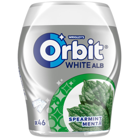Bomboane si jeleuri - Guma de mestecat Orbit White Spearmint 64g, borcan
