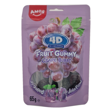 Bomboane si jeleuri - Jeleuri Amos 4D Fruit Gummy Grape Burst 65g