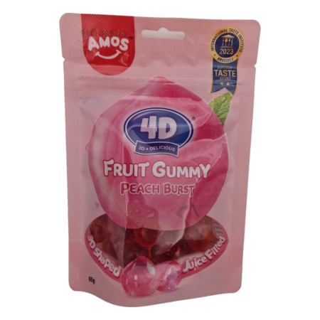 Bomboane si jeleuri - Jeleuri Amos 4D Fruit Gummy Peach Burst 65g