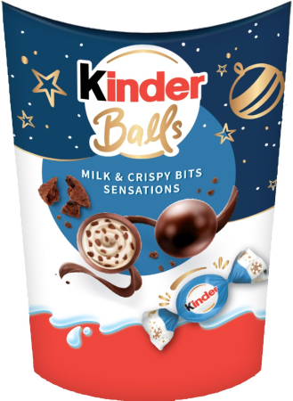 Cadouri si sezon - Kinder Balls Sfere Ciocolata cu Lapte si Bucati Crocante, 164g