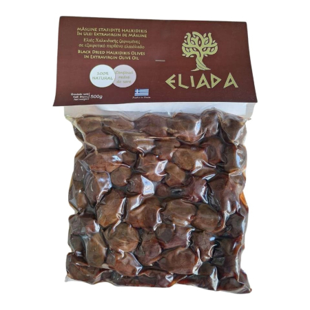 Masline - Masline stafidite Halkidiki in ulei de masline extravirgin Eliada, punga 500g