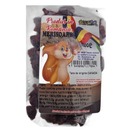 Nuci, seminte si fructe uscate - Merisoare deshidratate Best P.Q. 100g, punga