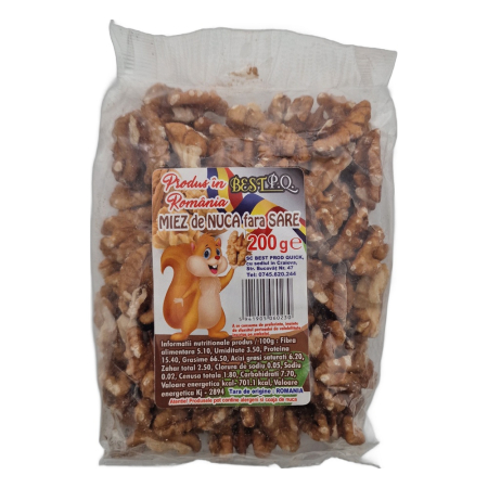 Nuci, seminte si fructe uscate - Miez de nuca fara sare Best P.Q. 200g, punga