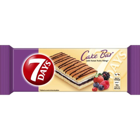Biscuiti si prajituri - Prajitura 7Days Cake Bar Vanilie si Fructe de Padure 30g