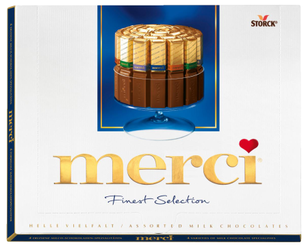Ciocolata - Praline Merci cu Lapte 250g, cutia albastra