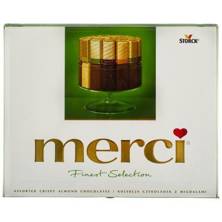 Ciocolata - Praline Merci cu Migdale 250g, cutia verde