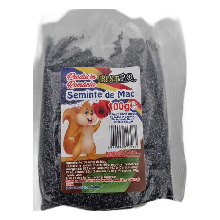 Nuci, seminte si fructe uscate - Seminte de mac Best P.Q. 100g, punga