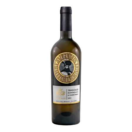 Vin Alb - Vin alb sec Domeniile Vinju Mare Vinul Principelui Tamaioasa Romaneasca & Chardonnay, 0.75L, Mehedinti, Romania